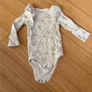 Cat & Jack White and Black Speckled Long Sleeve Bodysuit